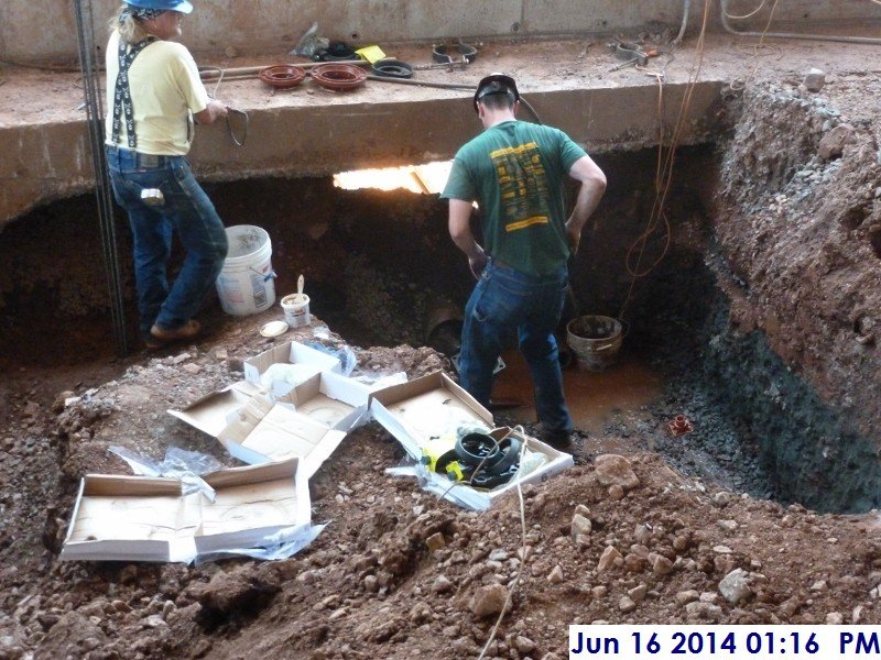 Underground sanitary sewer roughing at Sprinkler room (152A) Facing South (800x600)